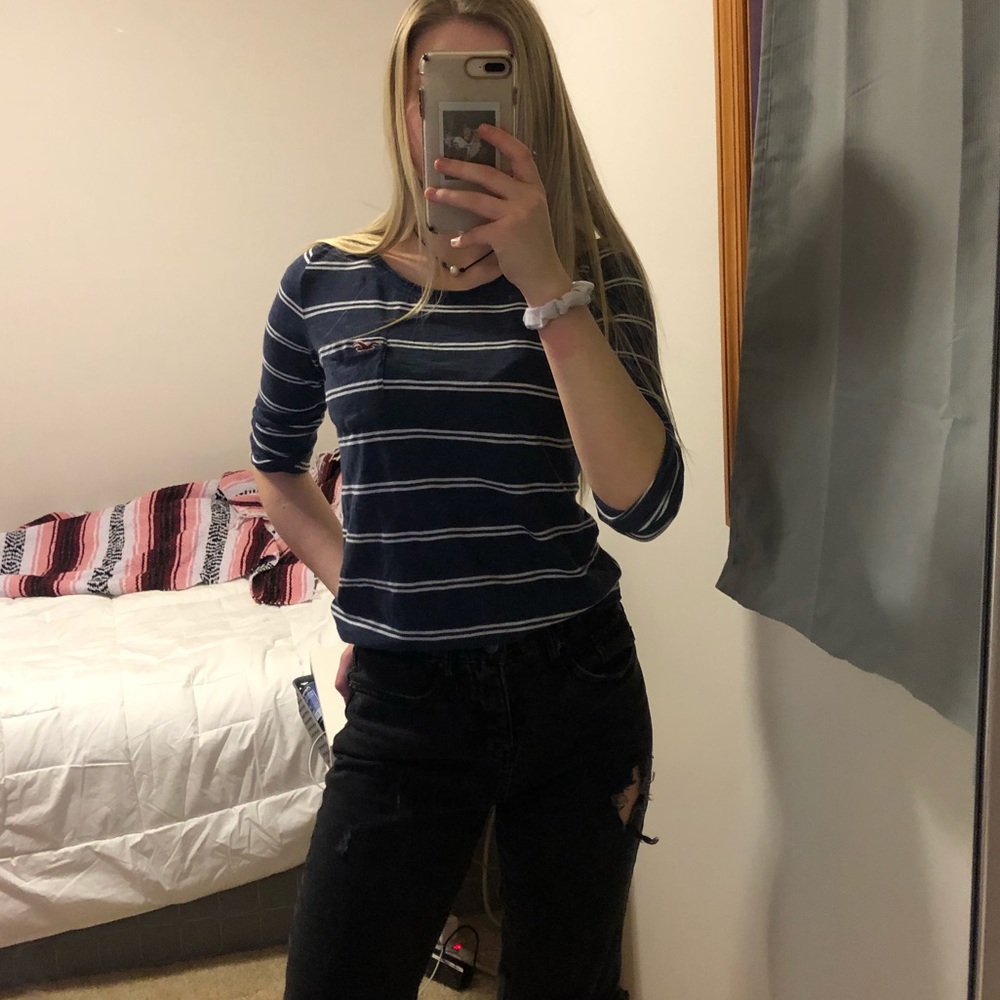 Striped Shirt! Navy Blue and White!